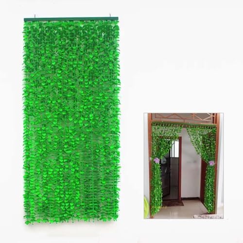 Green Leaves Bamboo Beaded Curtain 35 x 55