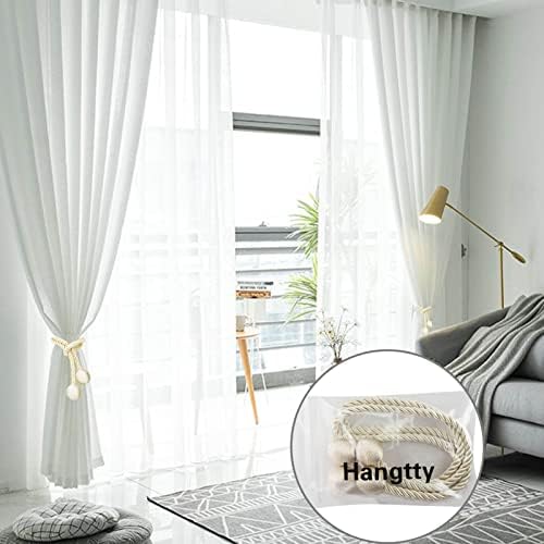 4 Pack Beige Curtain Tiebacks with Woven Texture