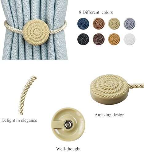Magnetic Curtain Tie Backs 2 Pack Beige