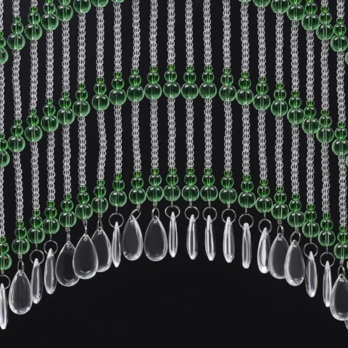TFCFL Arched Crystal Bead Curtain 60 Strings Green
