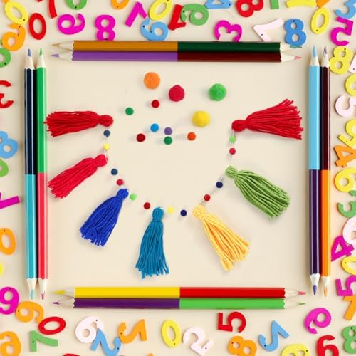 Syhood 3 Pcs Rainbow Tassel Garland with Pom Pom