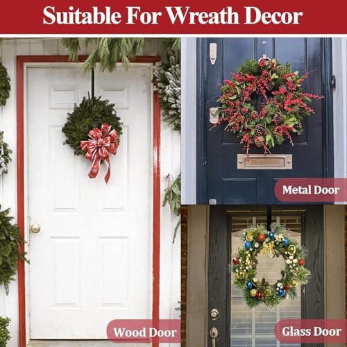 Adjustable Wreath Hanger for Front Door 15-25 Inches Black