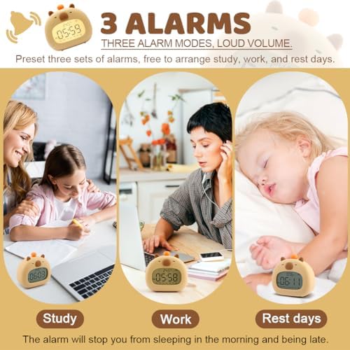 Capybara Kids Alarm Clock with Night Light and 3 Alarm Modes