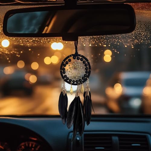 Black Dream Catcher Car Mirror Hanging Decor