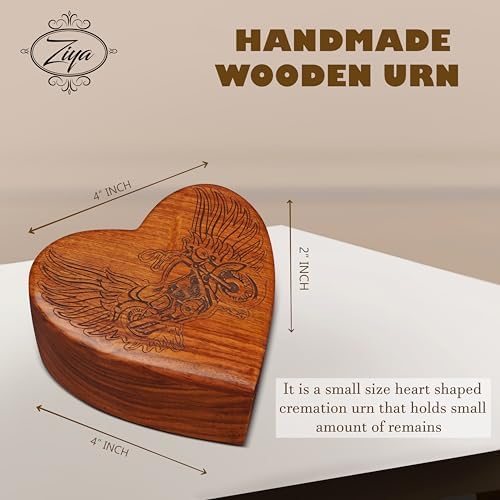 Ziya Wooden Heart Motorcycle Cremation Urn for Men