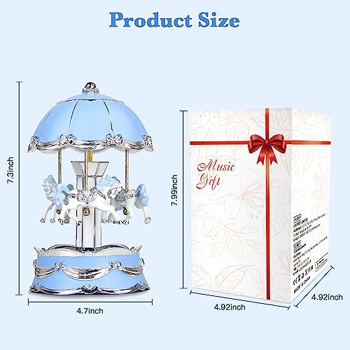 Carousel Horse Music Box Gifts You Are My Sunshine Blue