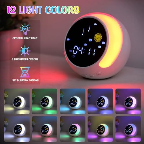 Kids Alarm Clock with Touch Night Light and Bluetooth Speaker