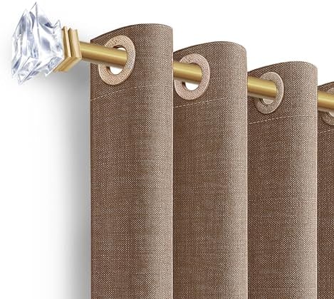 Adjustable 1 Inch Curtain Rods with Gold Square Crystal Finials