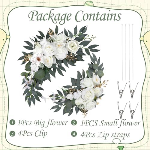 White Wedding Arch Flowers 2PCS Artificial Floral Swag
