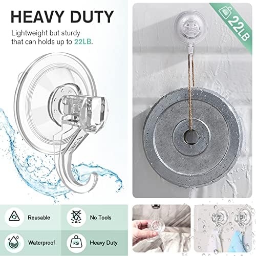 VISV Clear Wreath Hanger 4 Pcs Heavy Duty Suction Hooks