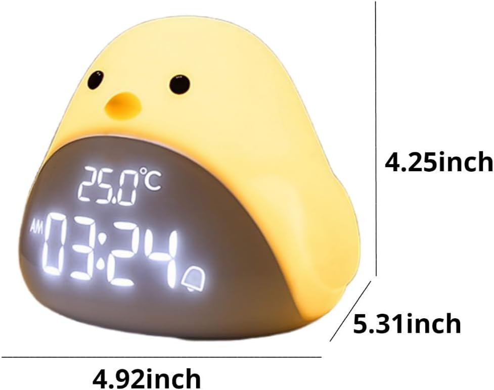 Kids Alarm Clock with Cute Chick Design White