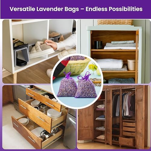 28 Pack Organic Lavender Sachet Bags for Closets and Drawers