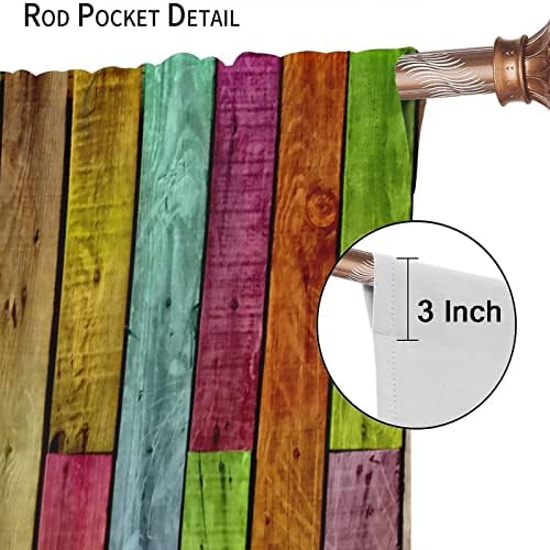 Colorful Wooden Bathroom Curtain 2 Panel Set W42xL45in