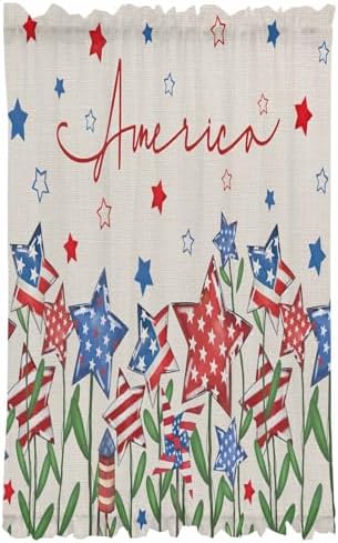 Independence Day Front Door Curtain with Tiebacks