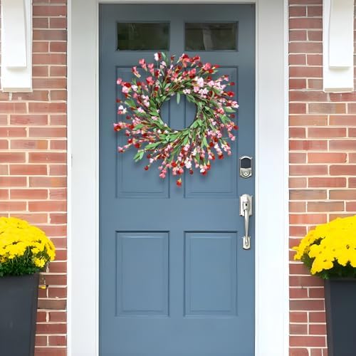 24 Inch Artificial Spring Wreath Red Pink