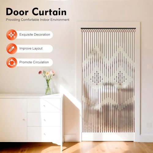 Boho Bamboo Beaded Curtain for Privacy Decor
