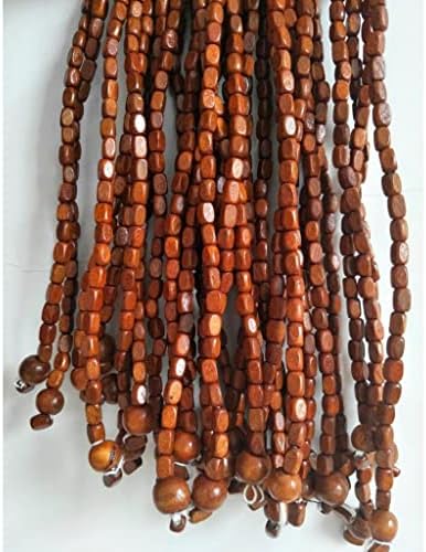 90 Strands Handmade Solid Wood Beaded Curtain with Rods Red 90x80cm