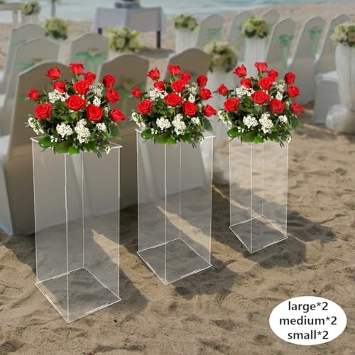 2 Pcs Acrylic Display Cube Pedestal Flower Stand Tower