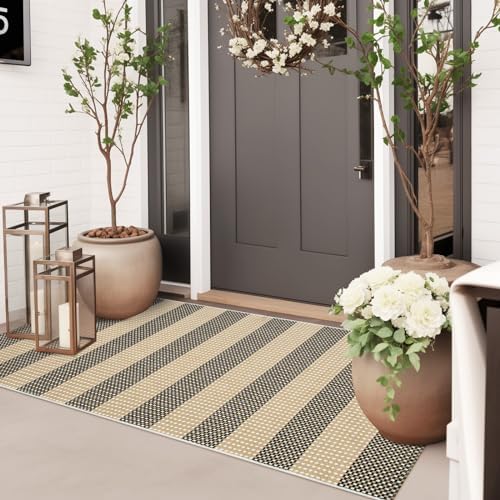 Striped Front Door Mat 24x51 Cotton Woven Rug