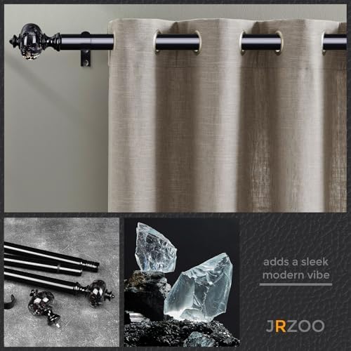 JRZOO Black Curtain Rod 30-88 Inches Adjustable