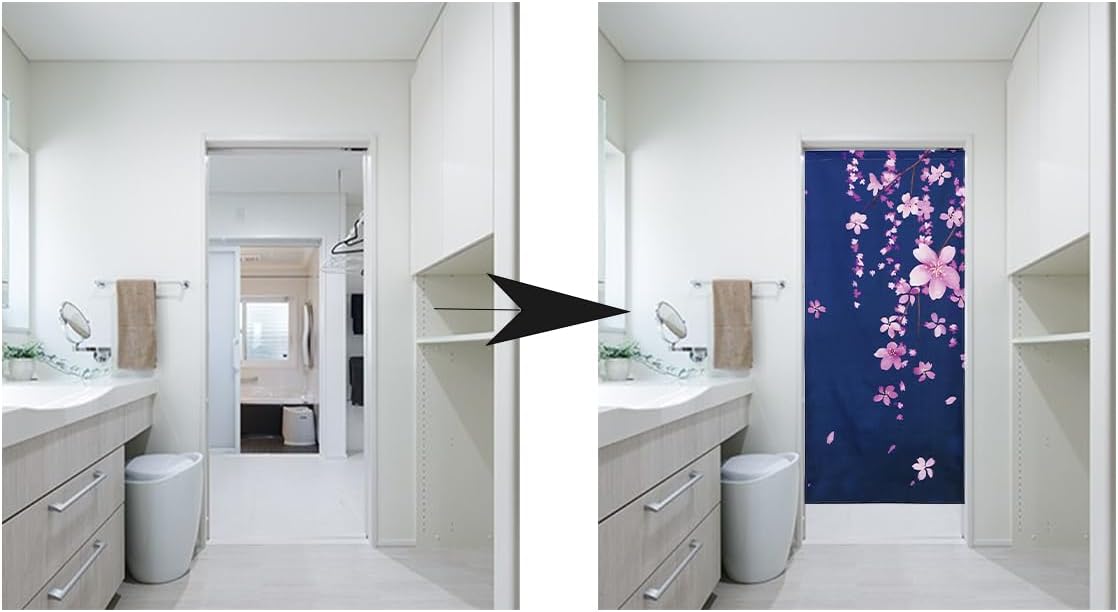 Noren Doorway Curtain with Cherry Blossom Sakura Design