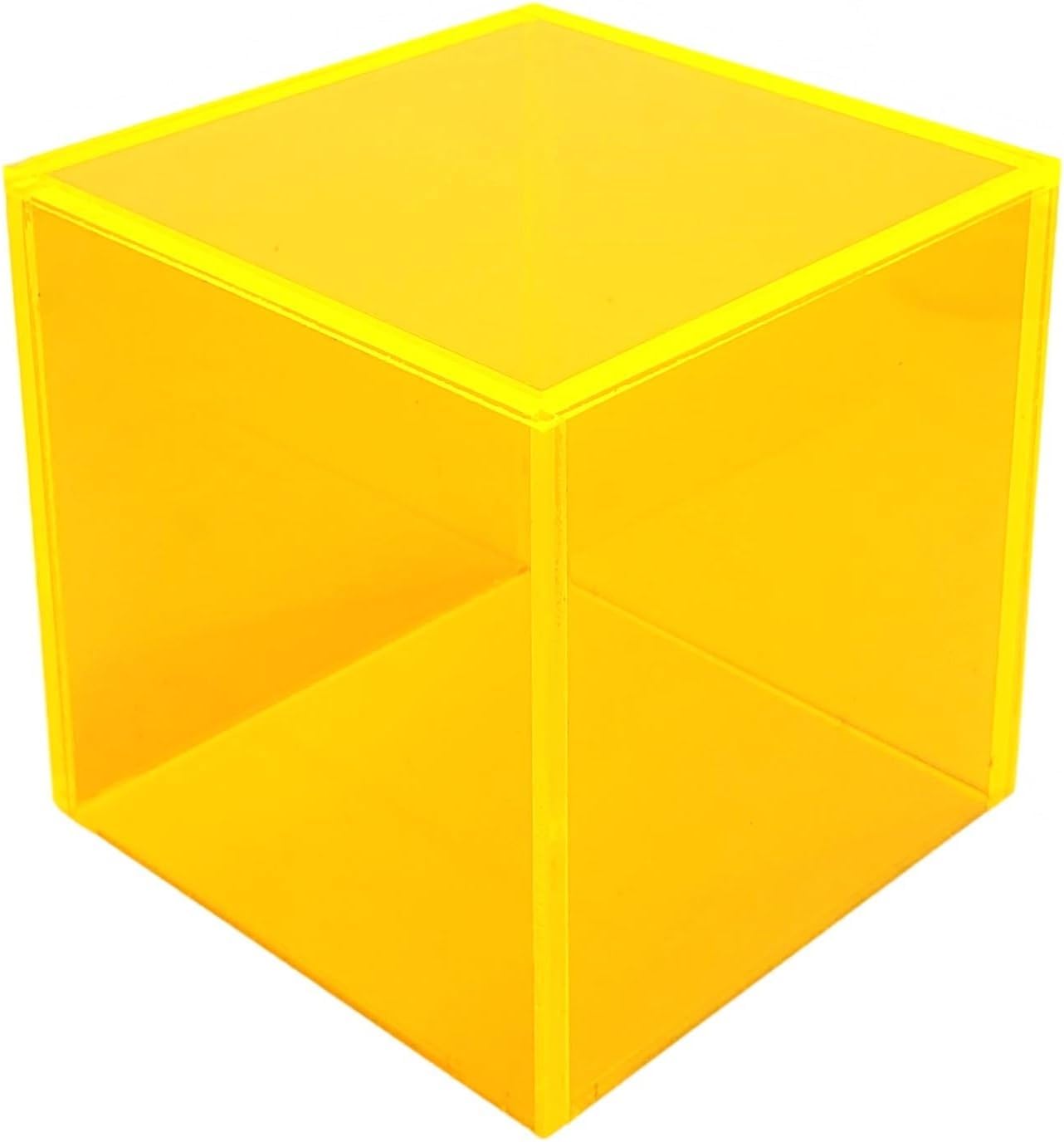 New 2x2x2 Acrylic Display Riser Box Cube Pedestal Stand Neon Yellow