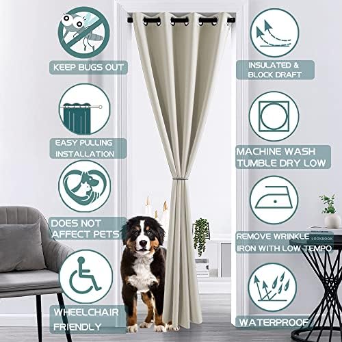 XISUNYA Door Curtain Panel with Floral Grommet Design