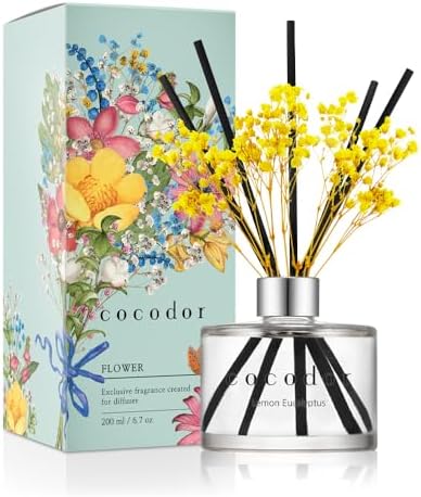 Cocodor Flower Reed Diffuser Set 67oz Lemon Eucalyptus Scent