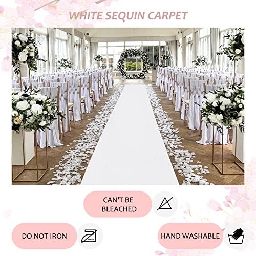 White Sequin Aisle Runner Wedding Decor 2FTx15FT