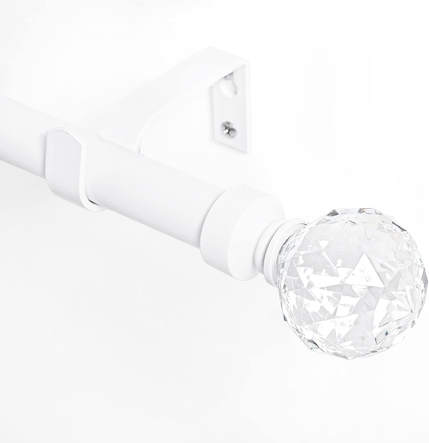 NICETOWN Adjustable Curtain Rod with Faceted Ball Ends 28-48 Inches Matte White