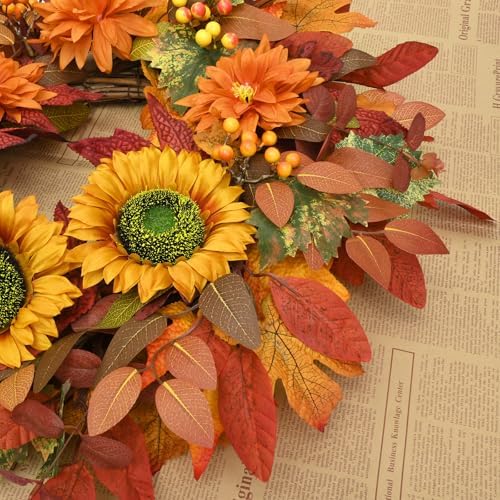 Waipfaru Fall Wreath 22 Inches Autumn Decor