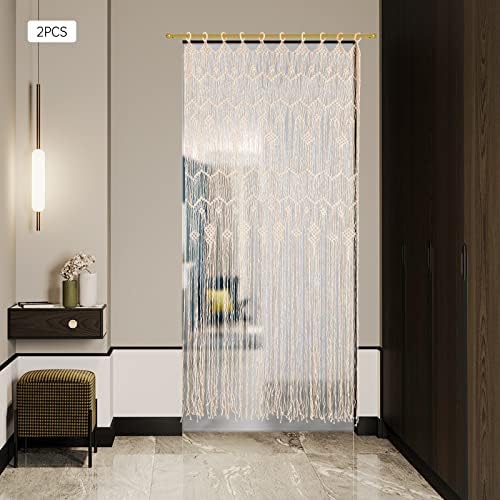 2Pcs Macram Curtain with Tassels for Living Room and Bedroom