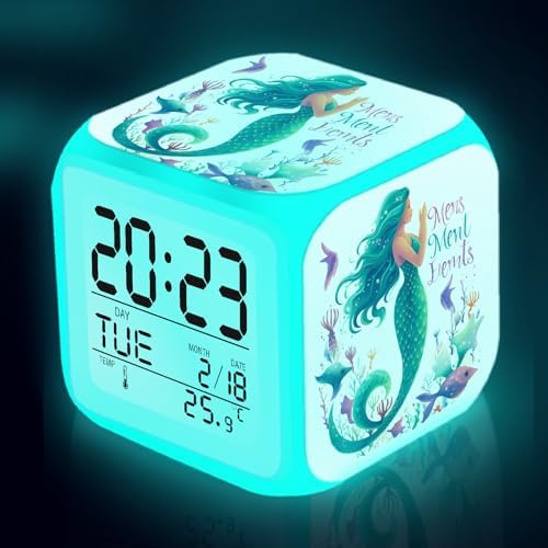Mermaid Alarm Clock with Color Changing Nightlight