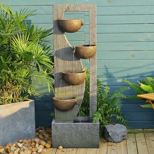 Sunlinua 5-Tier Large Water Fountain with LED Lights and Pump