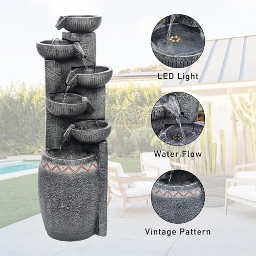 3583H Modern 6-Tier Water Fountain with LED Lights