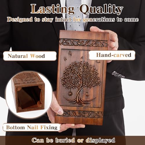 Handcrafted Wooden Cremation Urn with Velvet Bag