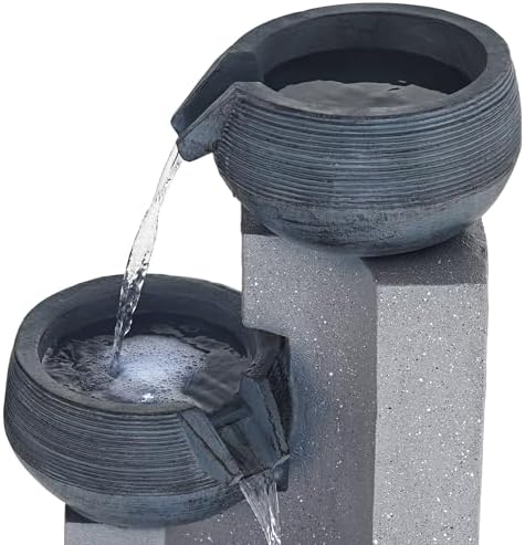 John Timberland Three Bowl Floor Standing Fountain with LED Light