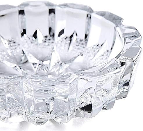 Crystal Glass Cigar Cigarette Ashtray Round Tabletop