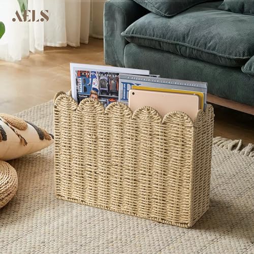 AELS Woven Magazine Holder Floor Rack Book Basket