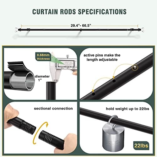 Black Curtain Rods With Crystal Diamond Finials 1 Inch Diameter