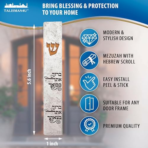Talisman4u Modern Marble Mezuzah Case with Scroll