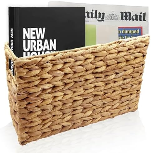 Hand-Woven Magazine Holder Water Hyacinth Basket for Storage