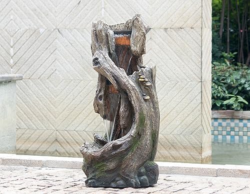 Indoor Outdoor Tree Trunk Fountain with Light 1