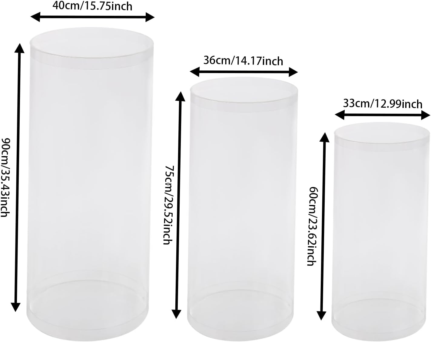 DYRABREST 3-Piece Clear Acrylic Cylinder Pedestal Stands