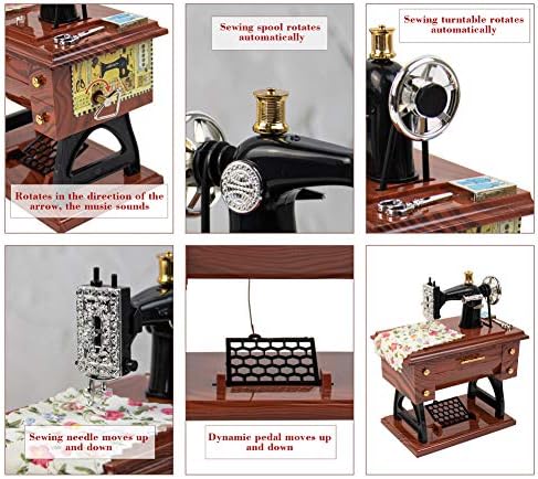 Auear Vintage Music Box Sewing Machine Figurine