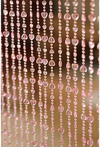 QueenBox 472in 20pcs Clear Heart Curtain Pink