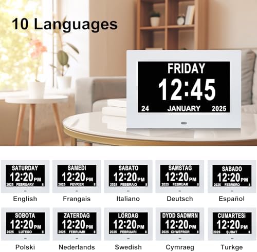 7 Inch Digital Calendar Clock with 12 Alarms and 5 Display Modes