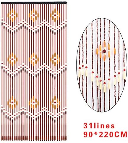 TFCFL Wooden Bead Curtain 31 Lines Door Divider