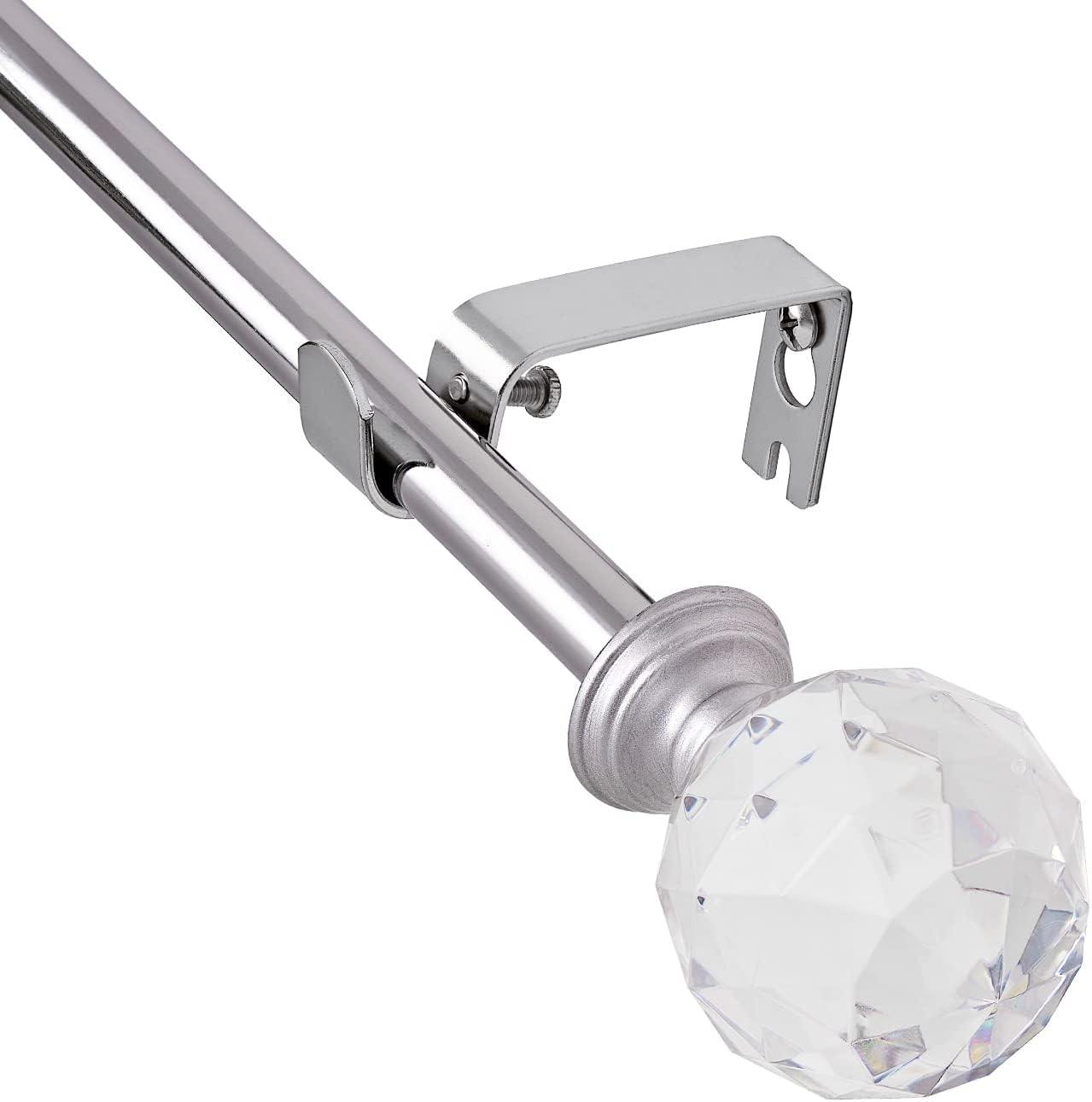 BOOM JOG Acrylic Ball Finials Curtain Rod Set Chrome 28-48 Inch