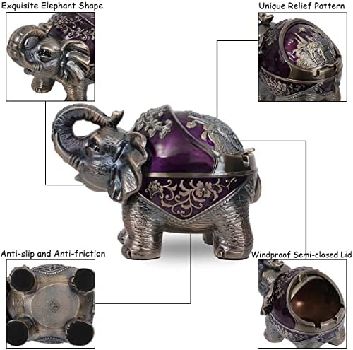 Gusnilo Elephant Ashtray with Lid - Purple